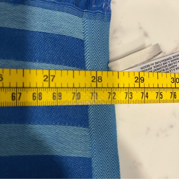 Talbots Blue Teal Dots & Stripes Scarf - Picture 5 of 7